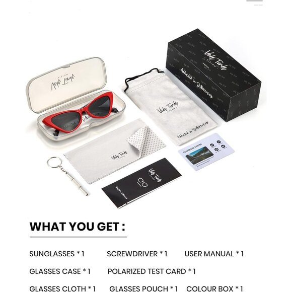 Retro Cat Eye Polarized Sunglasses for Women Vintage Tinted Lens Trendy Cateye - Picture 7 of 7